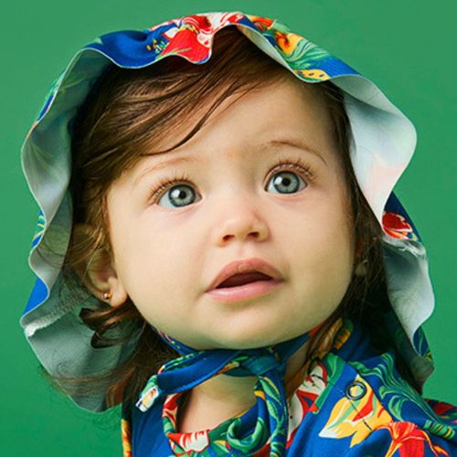 Chapéu Bebê Menina Sol Azul