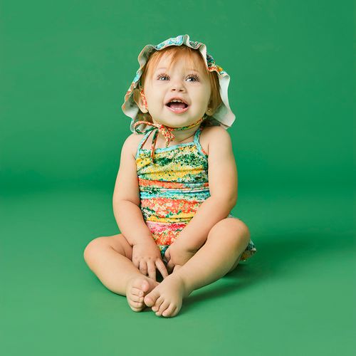 Maiô Bebê Menina Florido Amarelo