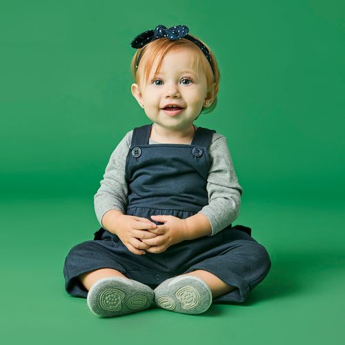 Jardineira Bebê Menina Moletinho Azul