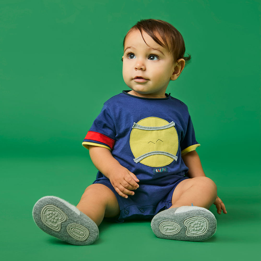 Macacão Bebê Menino Bola de Tênis Azul