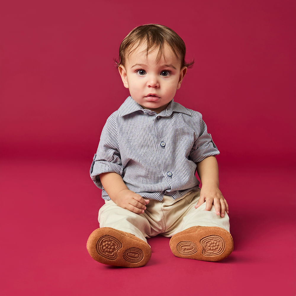 Calça Bebê Menino Sarja Areia