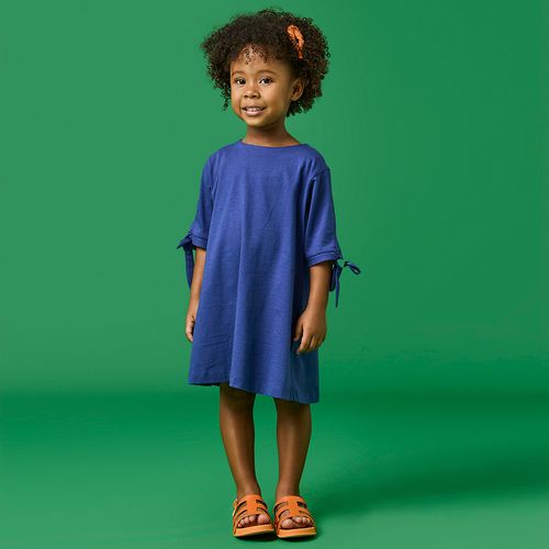 Vestido Toddler Menina Color Azul