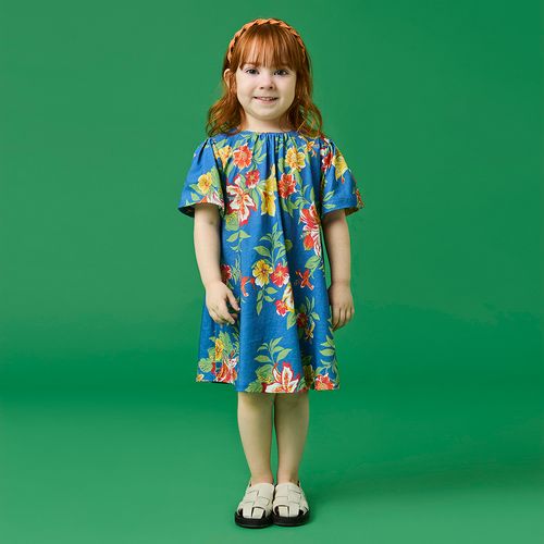 Vestido Toddler Menina Vitória Azul