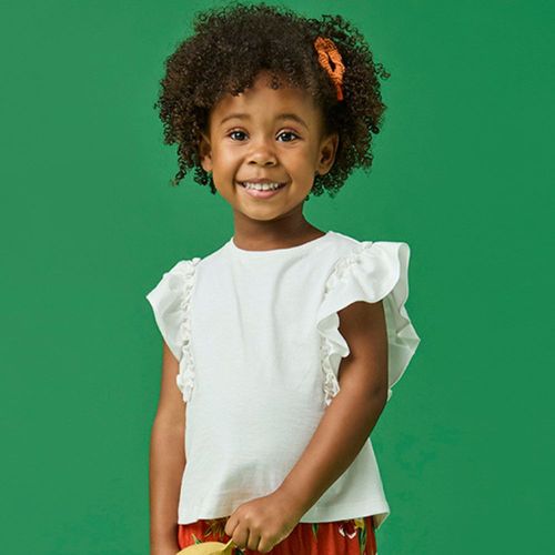 Blusa Toddler Menina Babados Off-White
