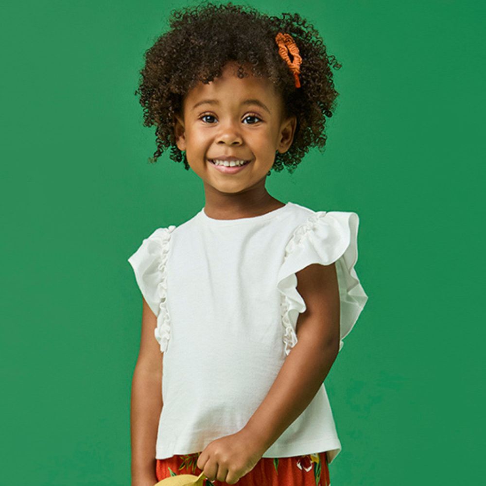 Blusa Toddler Menina Babados Off-White