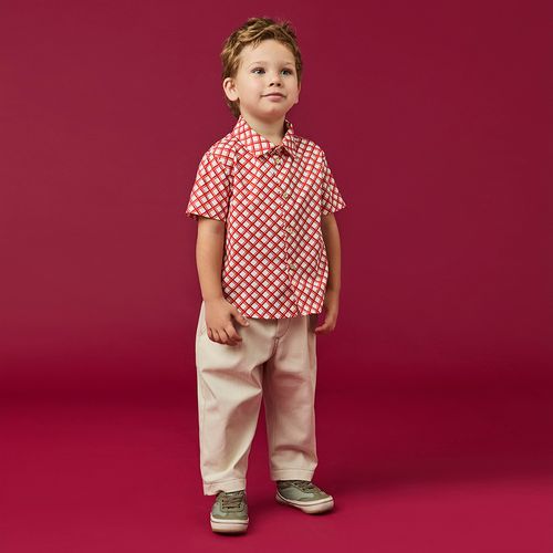 Calça Toddler Menino Sarja Peletizada Areia