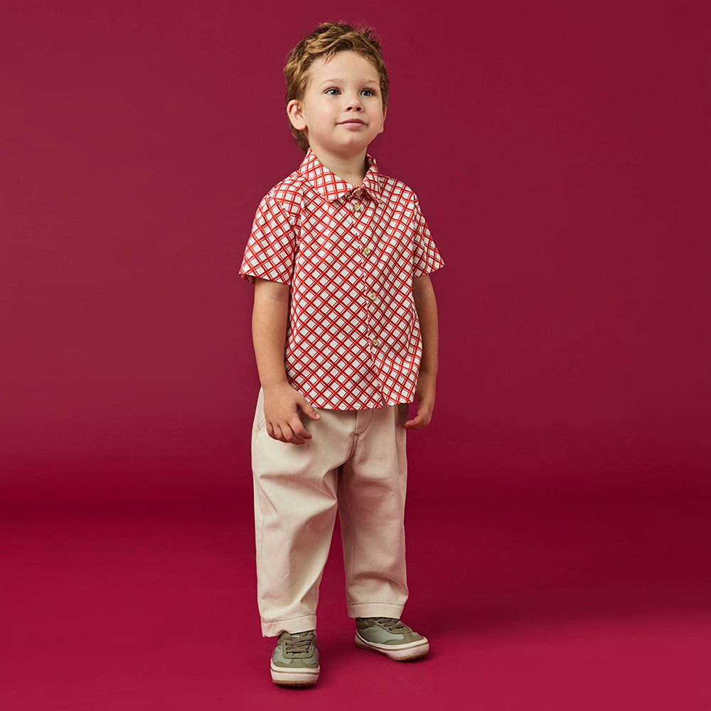 Calça Toddler Menino Sarja Peletizada Areia