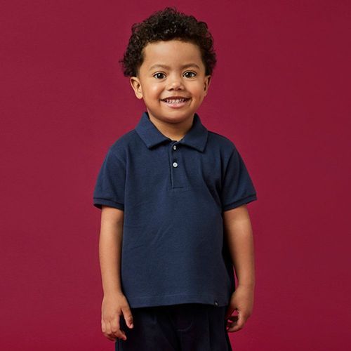 Polo Toddler Menino Piquet Confort Azul
