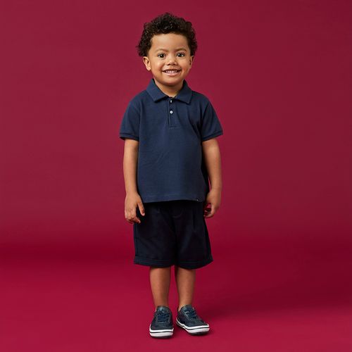 Bermuda Toddler Menino Sarja Peletizada Azul