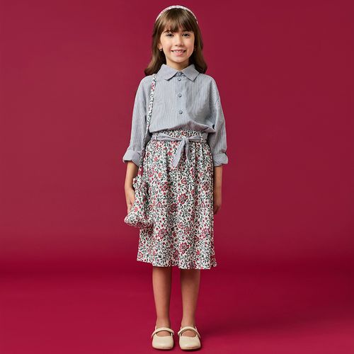 Saia Infantil Menina Jardim Off-White