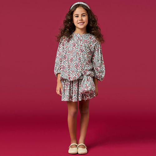 Vestido Infantil Menina Jardim Off-White