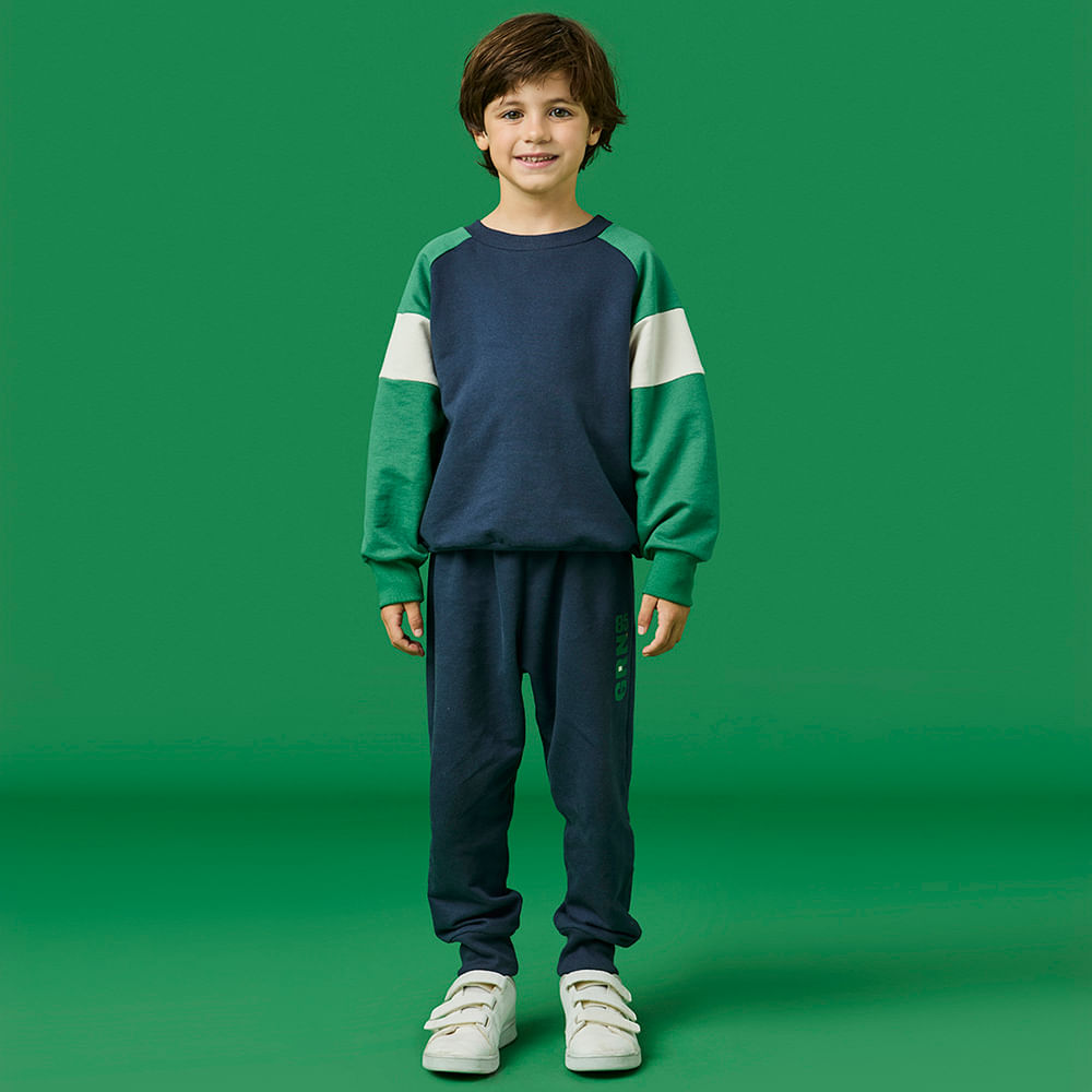 Conjunto Infantil Menino Blocos ML Azul