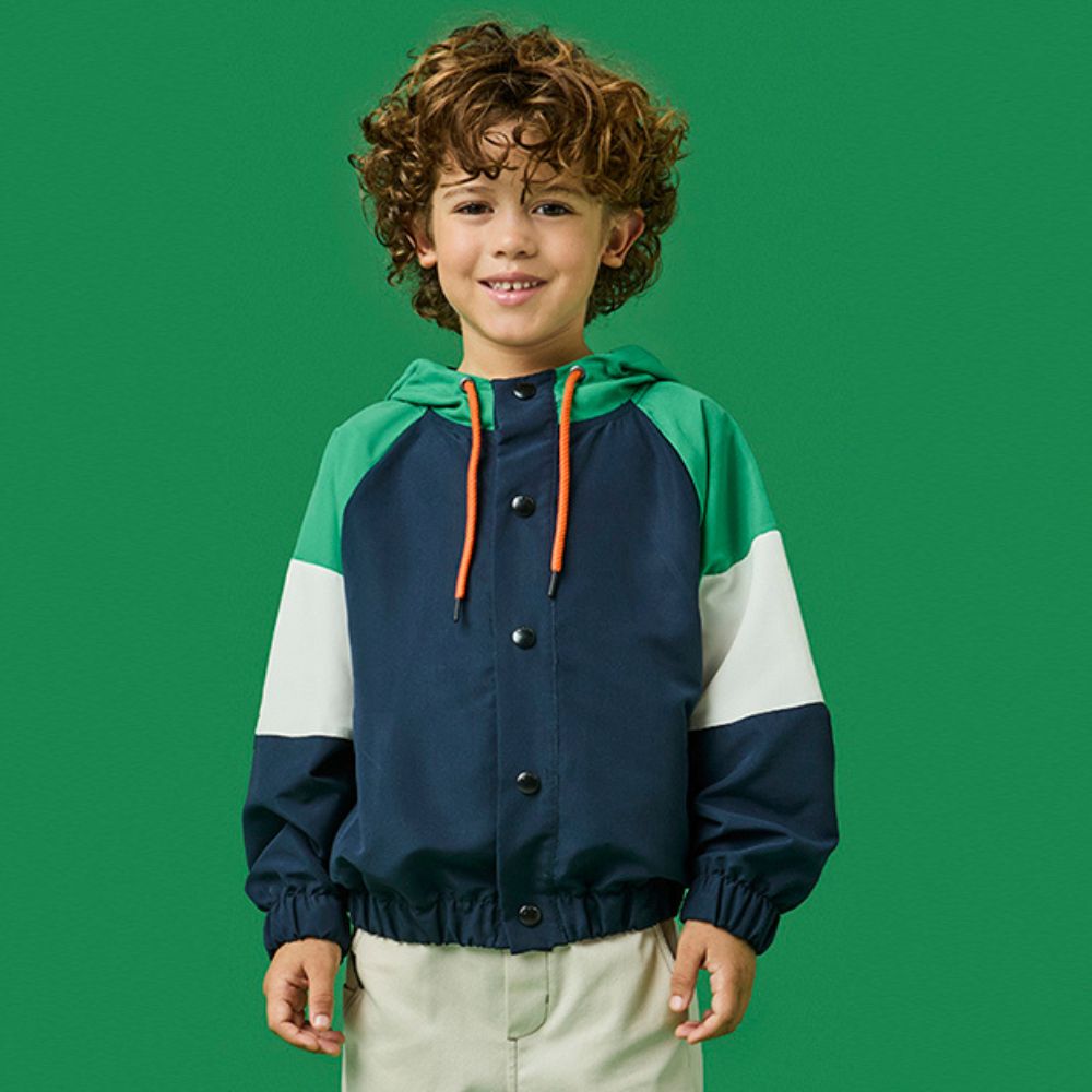 Jaqueta Infantil Menino Corta Vento Blocos Azul