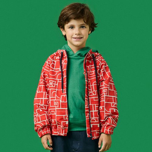 Jaqueta Infantil Menino Corta Vento Quadras Vermelha