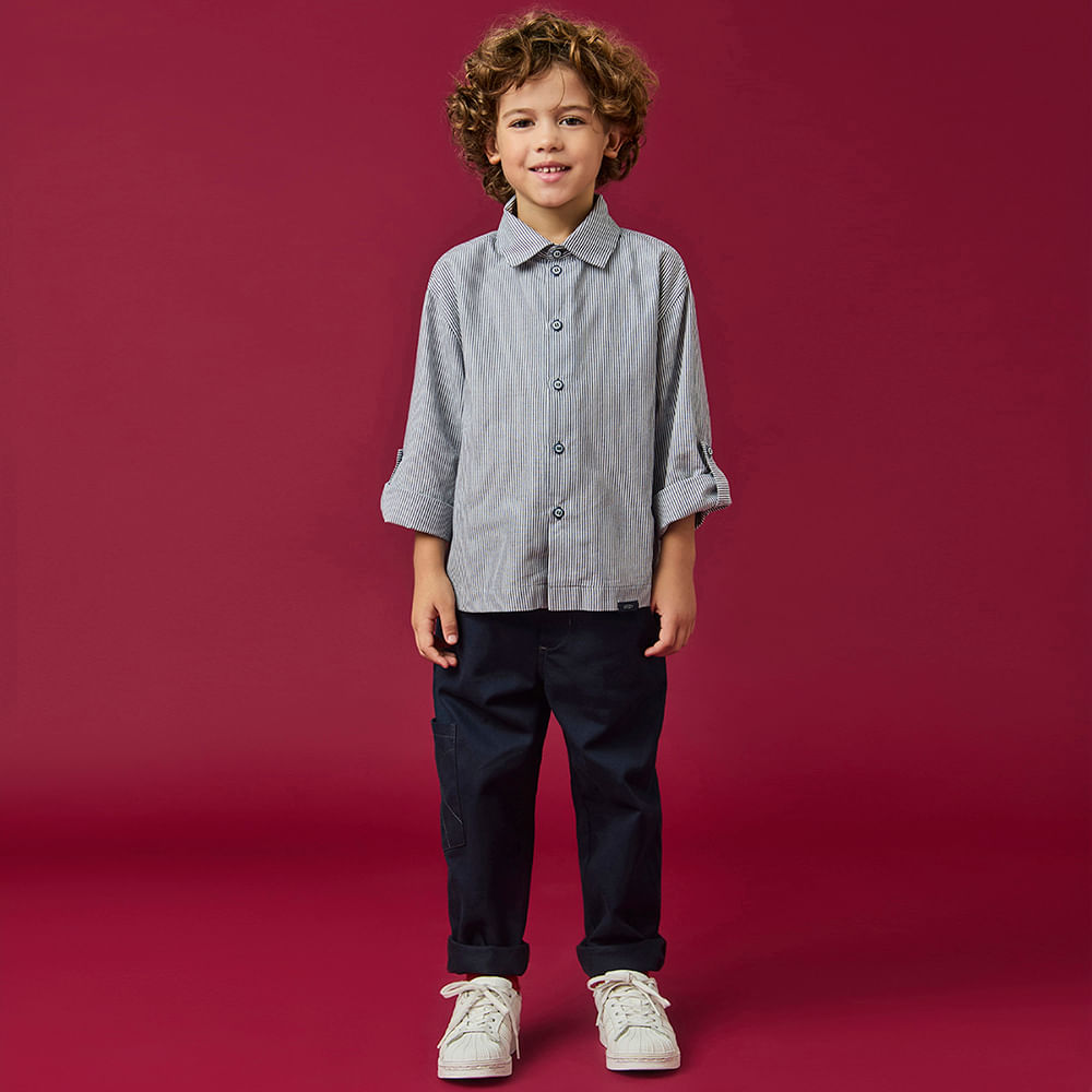 Calça Infantil Menino Sarja Peletizada Azul