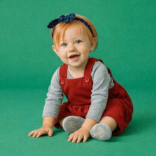 Jardineira Bebê Menina Moletinho Vermelha