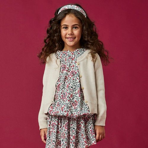 Cardigan Infantil Menina Tricot Cru