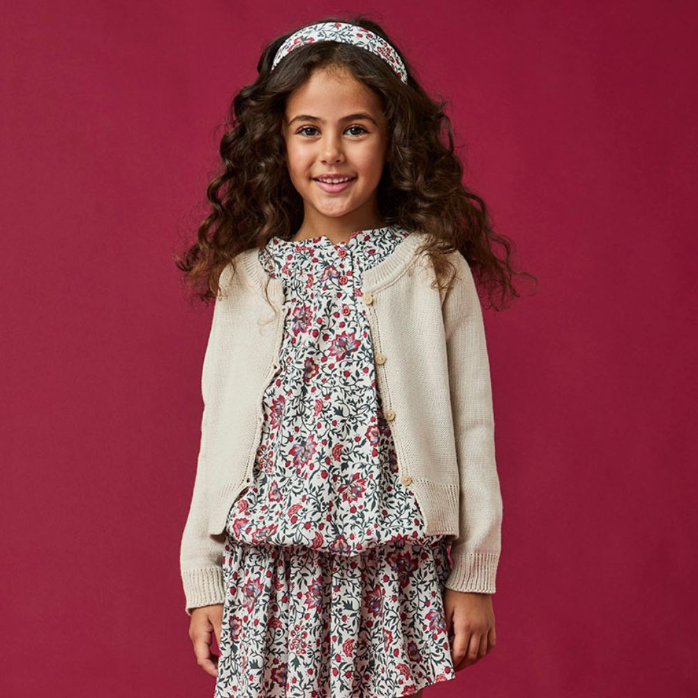 Cardigan Infantil Menina Tricot Cru