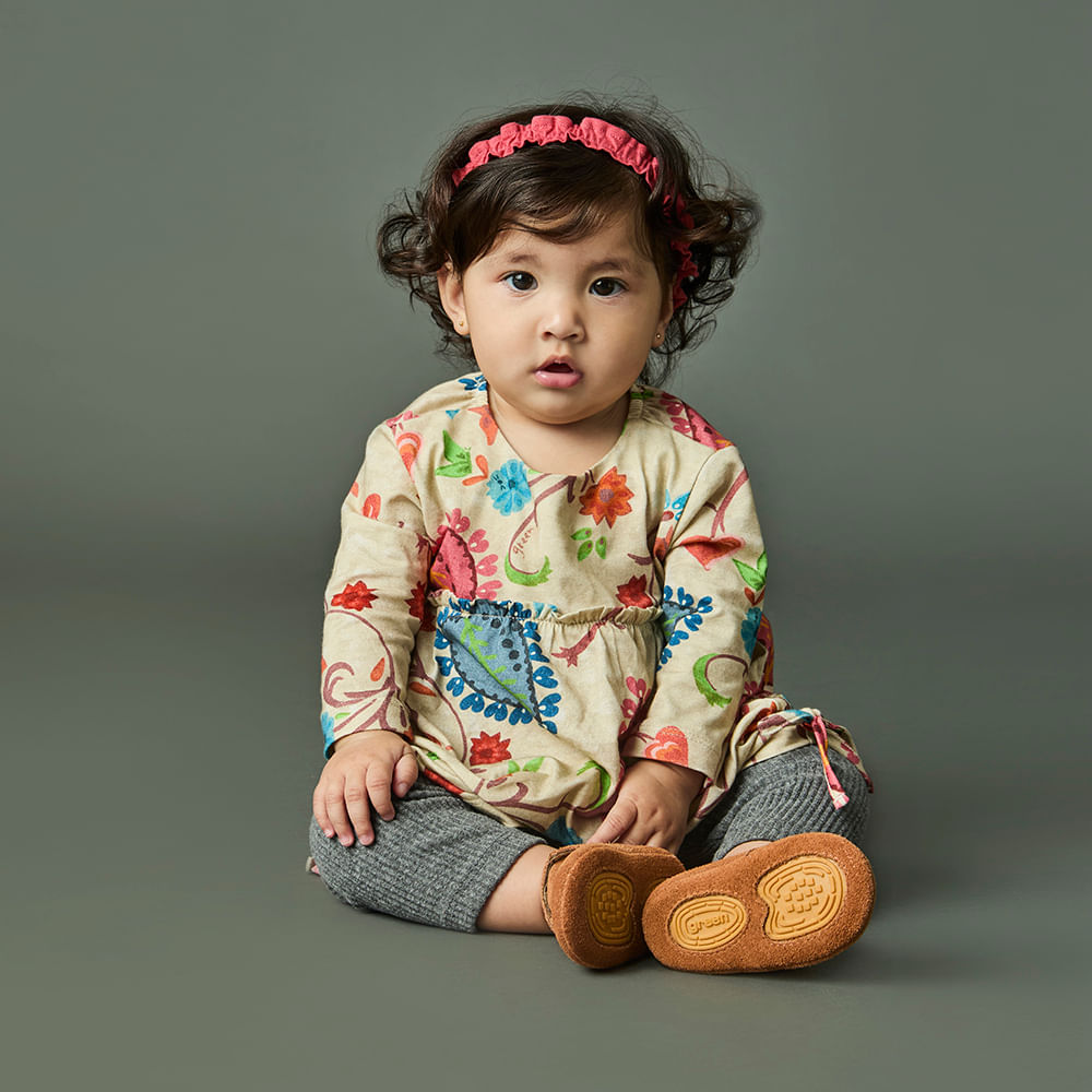Vestido Bebê Menina Moana ML Caqui