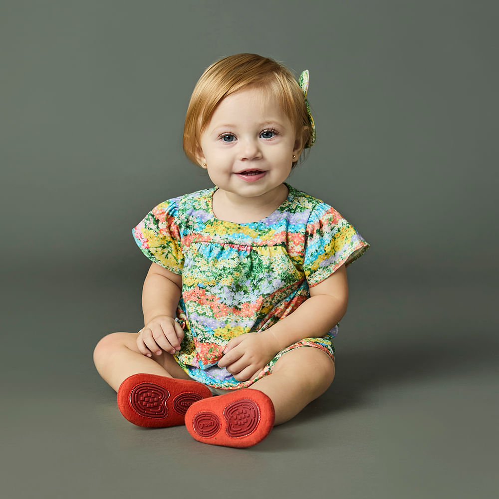 Vestido Bebê Menina Florido Amarelo