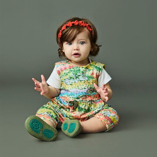 Macacão Bebê Menina Florido Amarelo