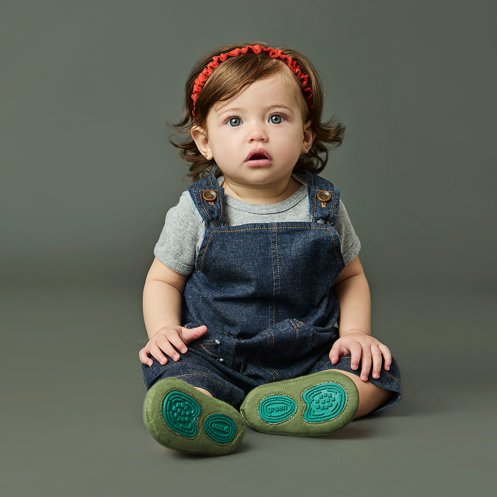 Jardineira Bebê Menina Jeans Azul