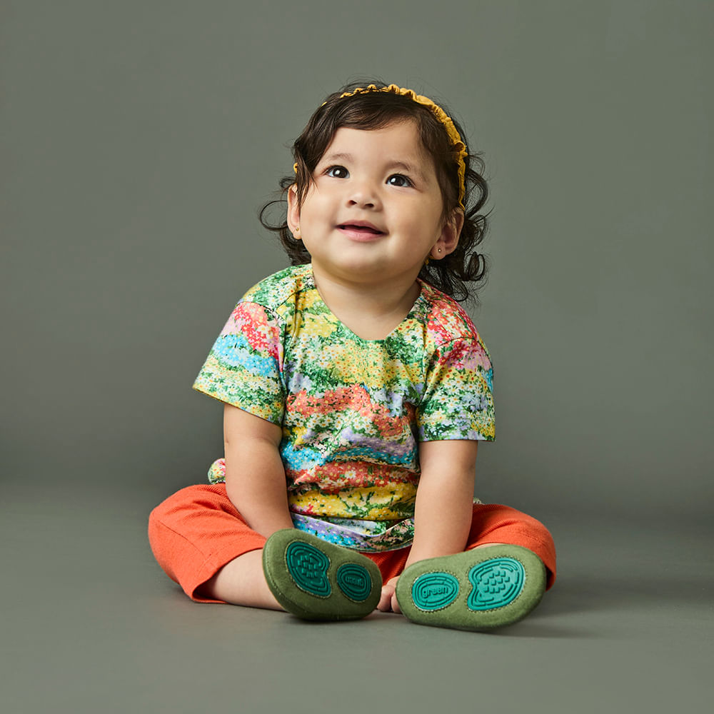 Camiseta Bebê Menina Florido Amarela