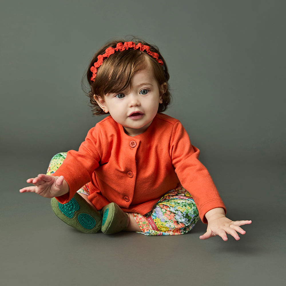 Casaco Bebê Menina Moletinho Laranja