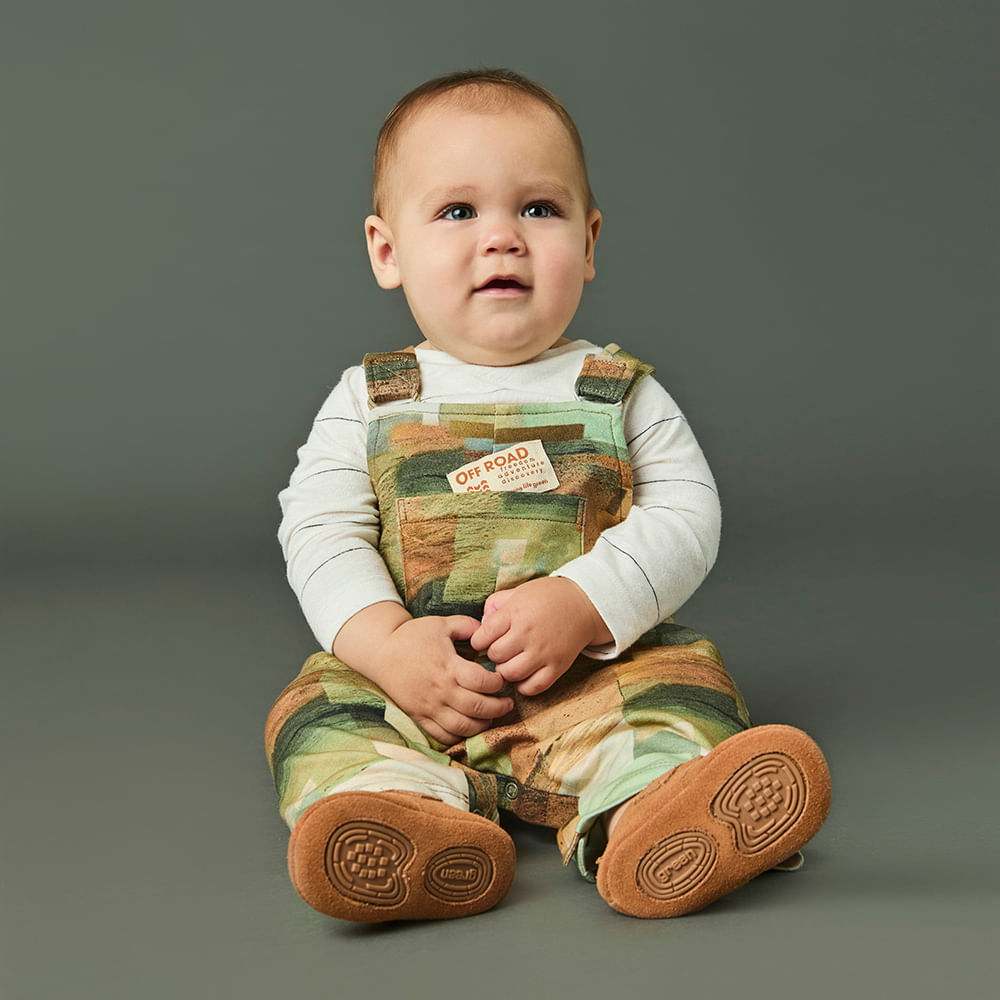 Jardineira Bebê Menino Praias Verde