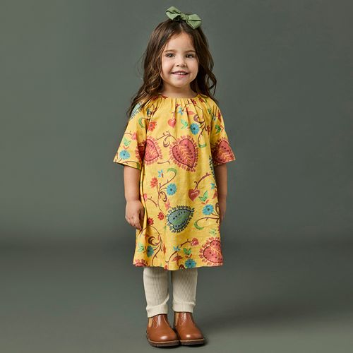 Vestido Toddler Menina Moana Amarelo