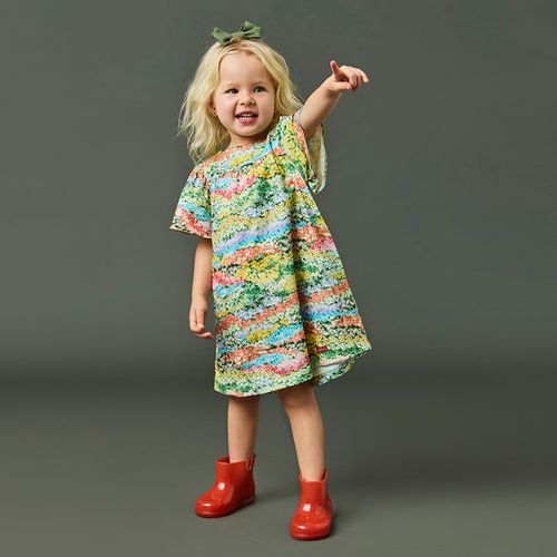 Vestido Toddler Menina Florido Amarelo