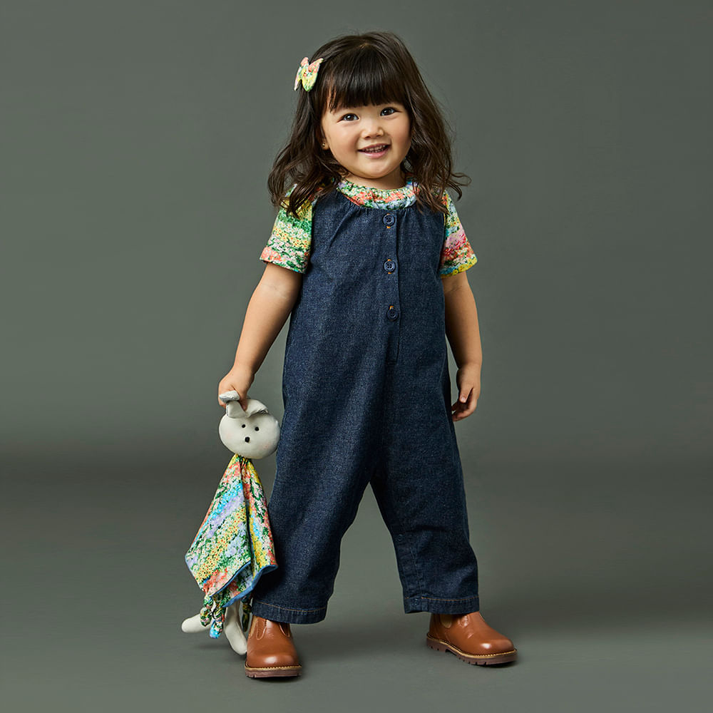 Jardineira Toddler Menina Jeans Azul