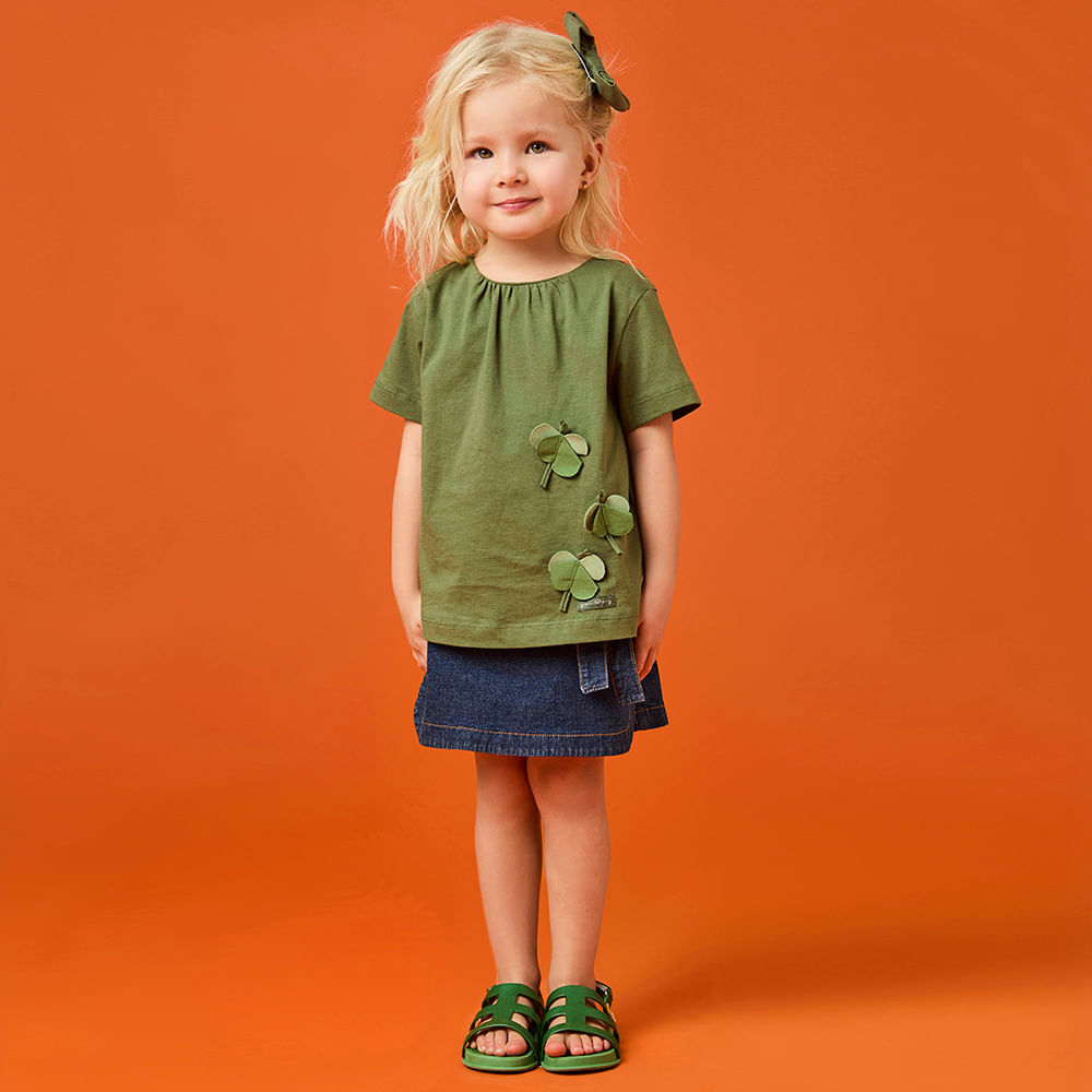 Short Saia Toddler Menina Jeans Azul