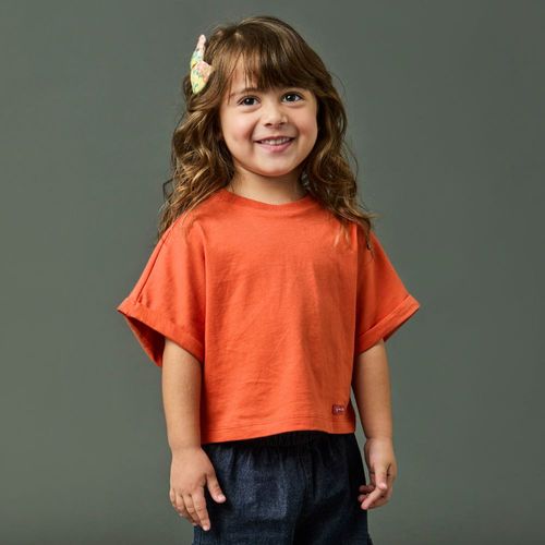 Blusa Toddler Menina Malha Laranja