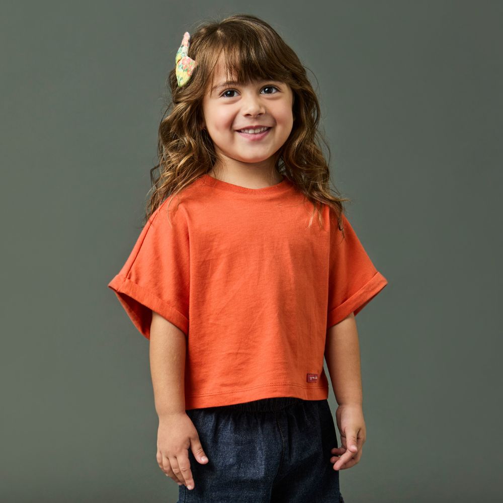 Blusa Toddler Menina Malha Laranja