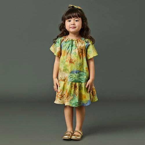 Vestido Toddler Menina Paisagem Verde