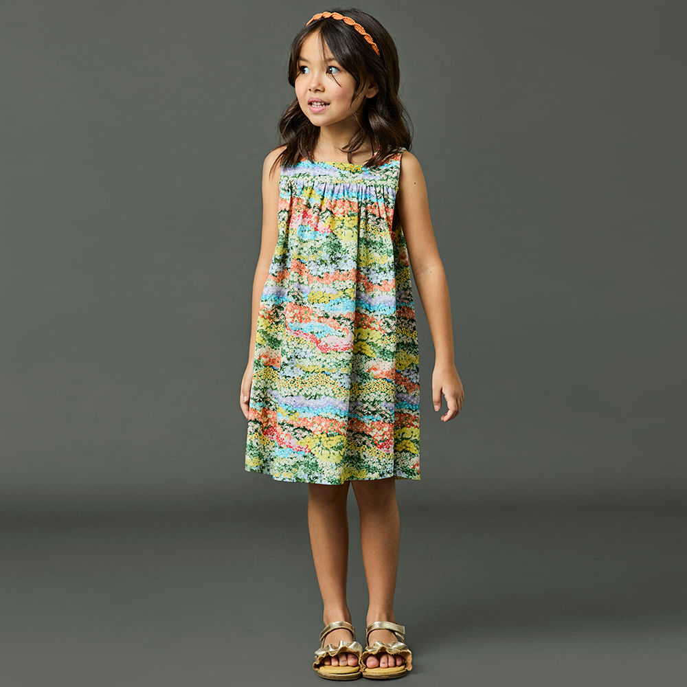 Vestido Infantil Menina Florido Amarelo