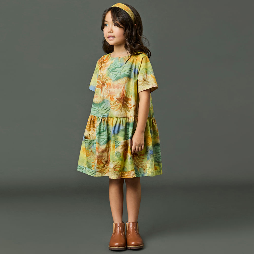 Vestido Infantil Menina Paisagem Verde