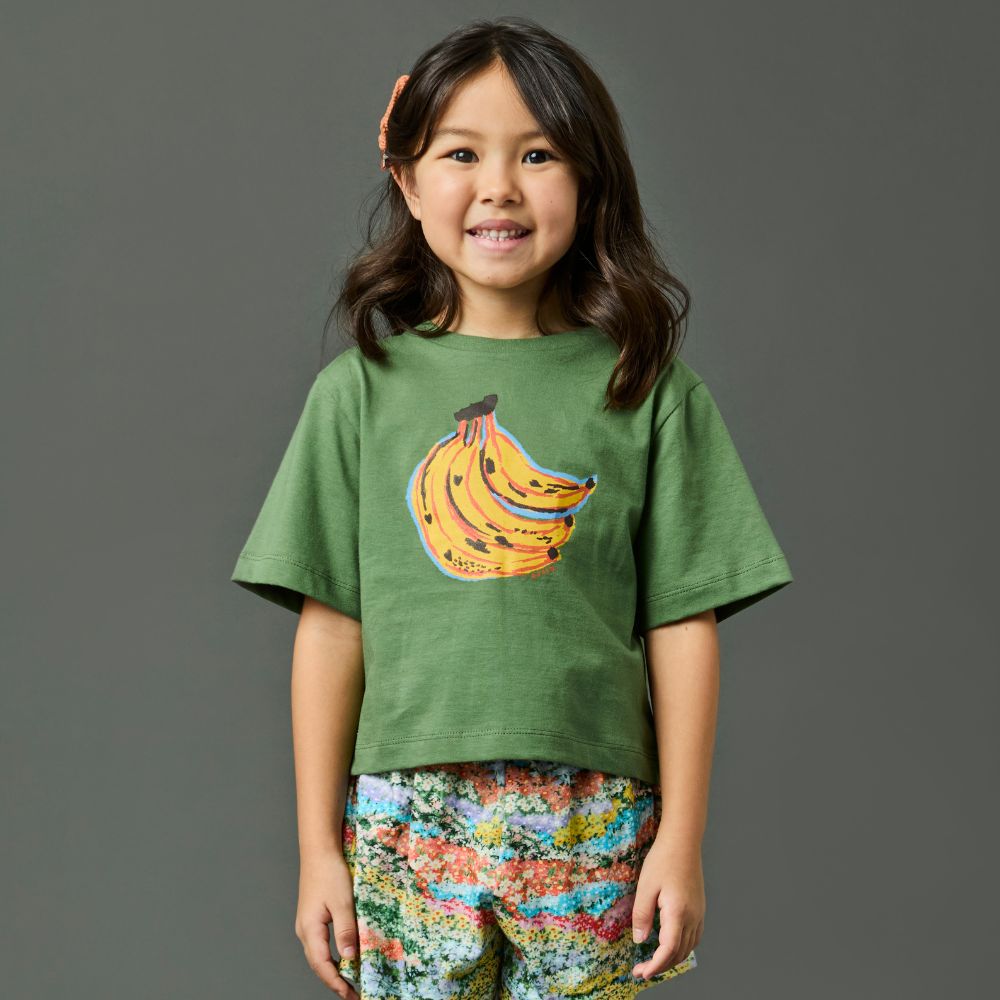 Camiseta Infantil Menina Banana Verde