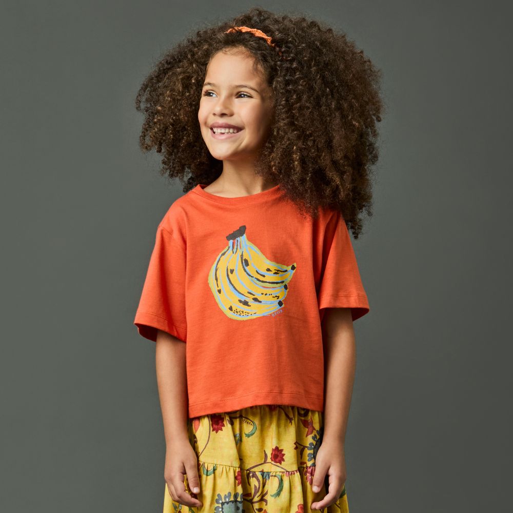 Camiseta Infantil Menina Banana Laranja