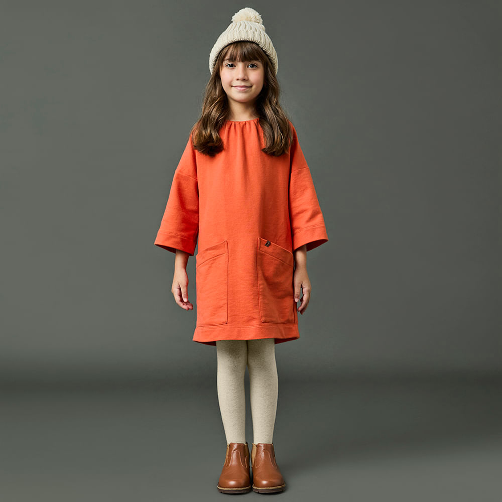Vestido Infantil Menina Viagem Laranja