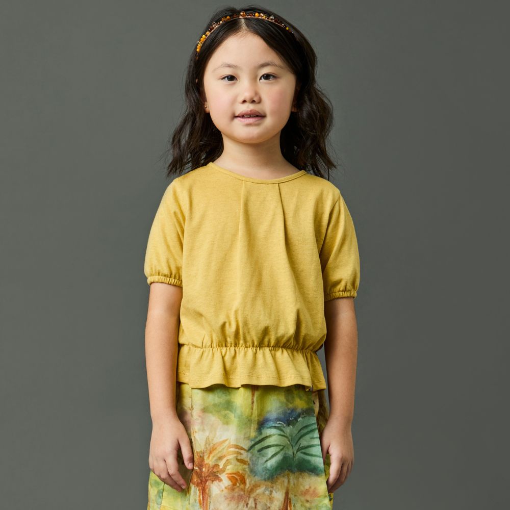 Blusa Infantil Menina Canoa Amarela