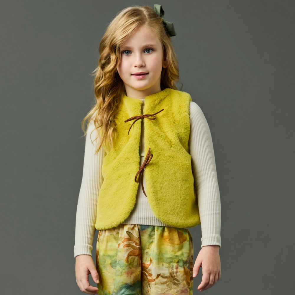 Colete Infantil Menina Paisagem Amarelo