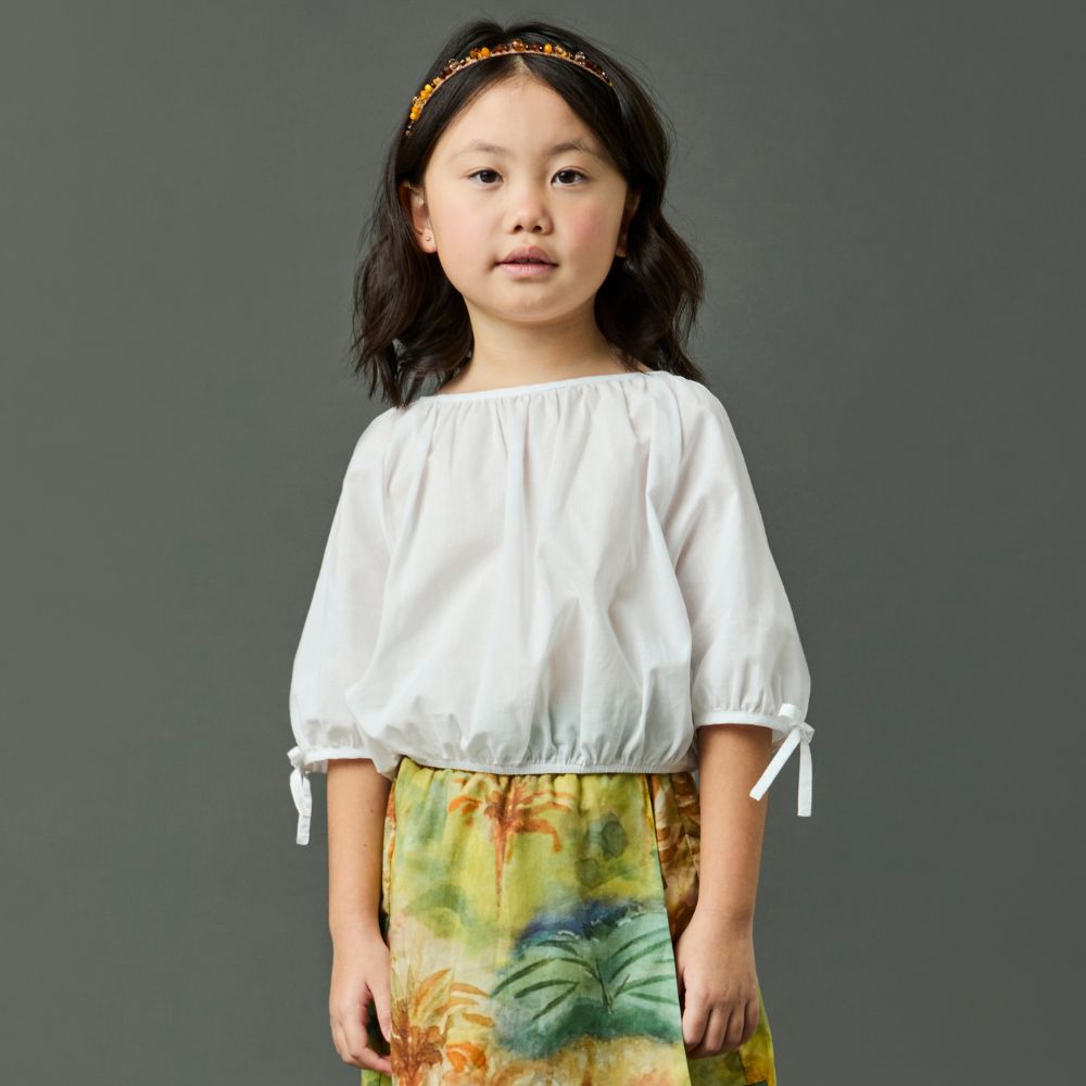 Blusa Infantil Menina Cambraia Branca