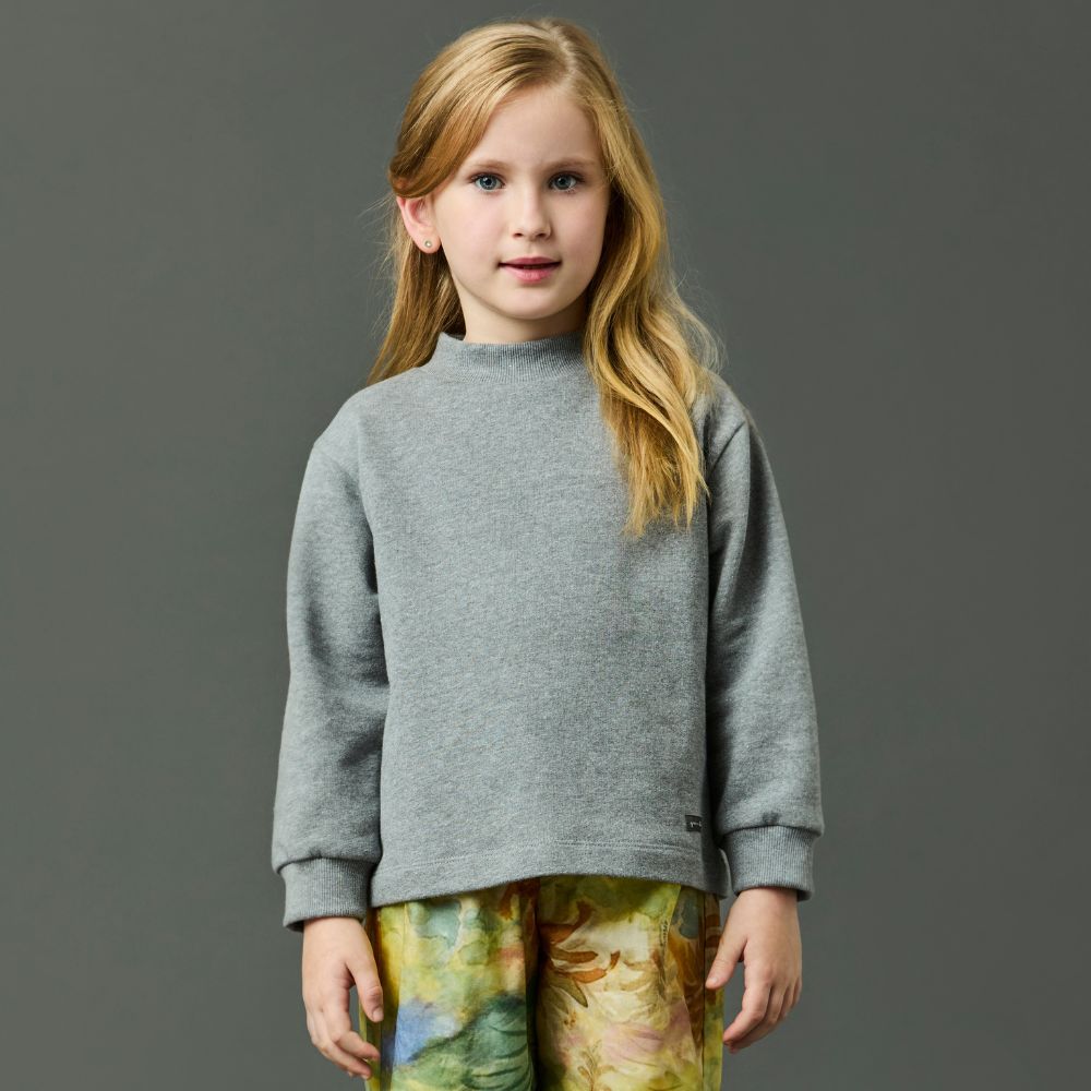 Blusão Infantil Menina Mescla Moletom Cinza