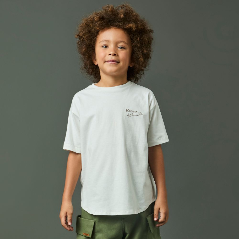 Camiseta Infantil Menino Vaiava Beach Off-White