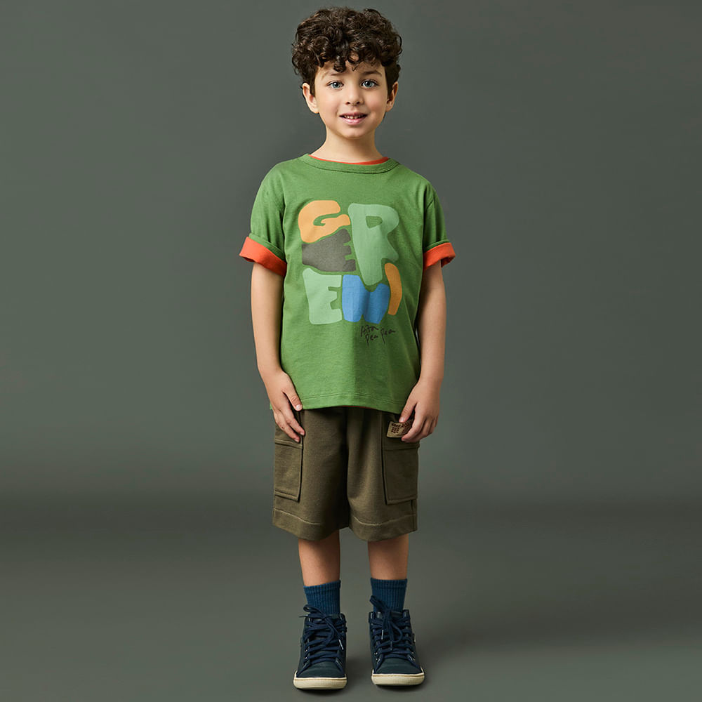 Bermuda Infantil Menino Maxi Bolso Verde