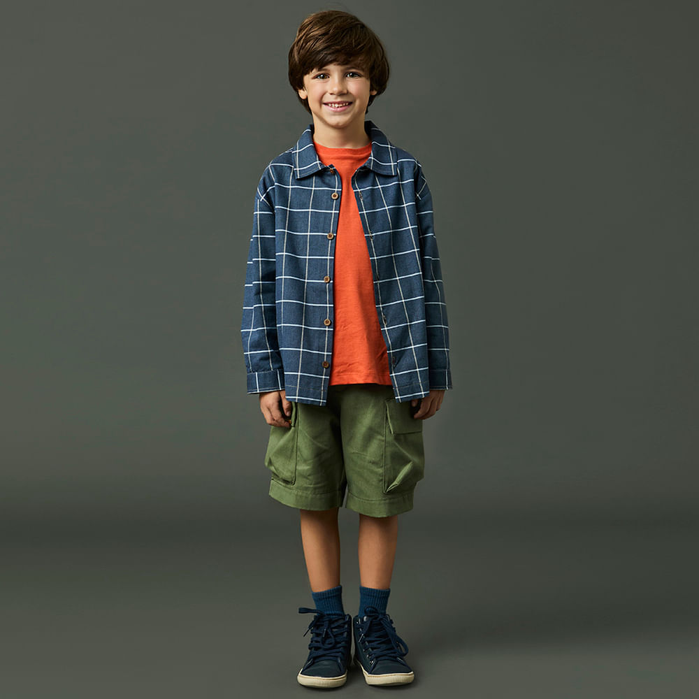 Bermuda Infantil Menino Sarja Cargo Verde