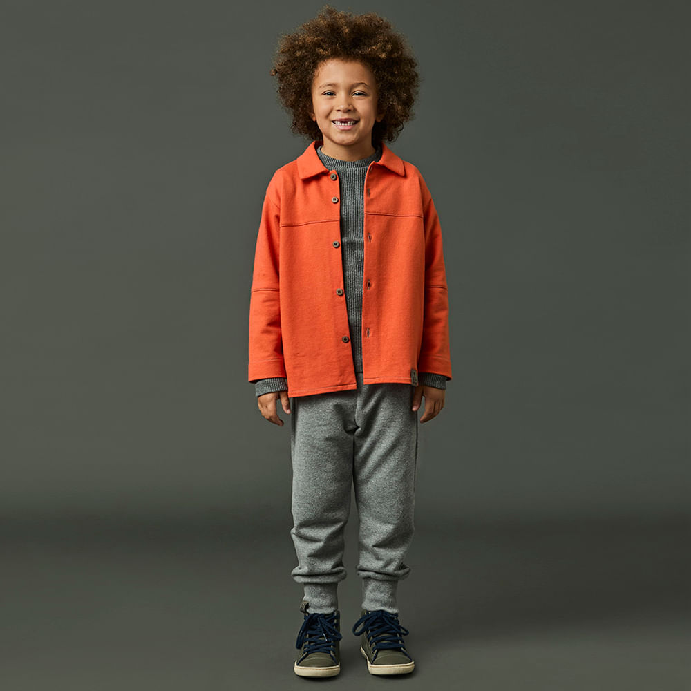 Calça Infantil Menino Moletom Mescla Cinza