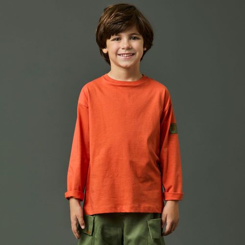 Camiseta Infantil Menino Vida ML Laranja